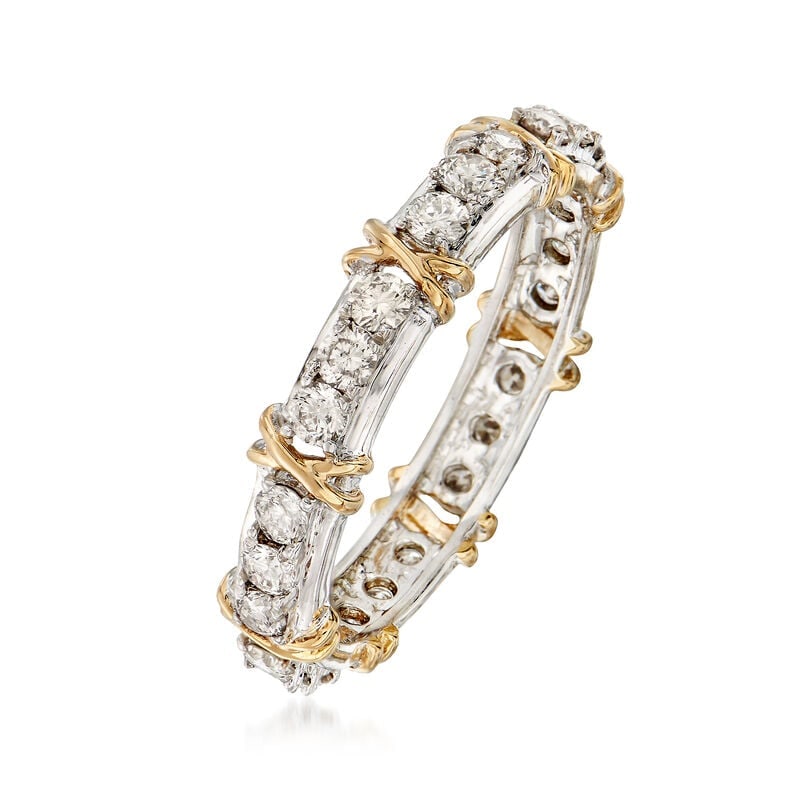 Diamond Ring 1.00 ct. t.w. Diamond X Eternity Band in Sterling and 14kt Gold (1 of 2)