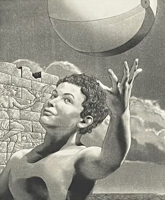 David Bumbeck - Amid Ruins - Etching - 1987: Etching by David Bumbeck, 1987, edition 36/80. Artwork 10 x 9 inches, overall 17 x 14 inches. Ships from Rancho Mirage, CA.