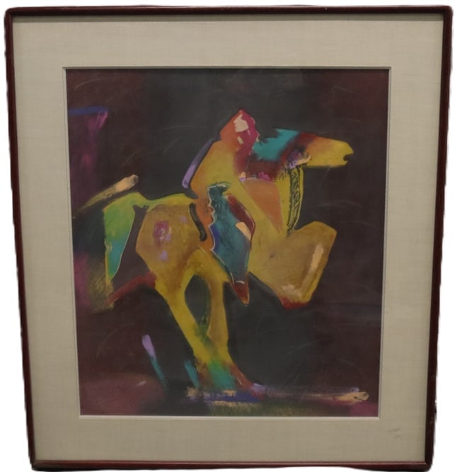 Veloy Joseph Vigil, Horse & Rider, Etching, Signed: Veloy Joseph Vigil, Horse & Rider, Etching, Signed Artist: Veloy Joseph Vigil (American, 1931-1997) Title: Horse & Rider Medium: Etching Description: A vibrant and dynamic composition depicting a styl