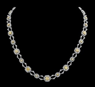 Valentines 18kt White and Yellow Gold Love Necklace JB Diamonds Newport Bch,CA