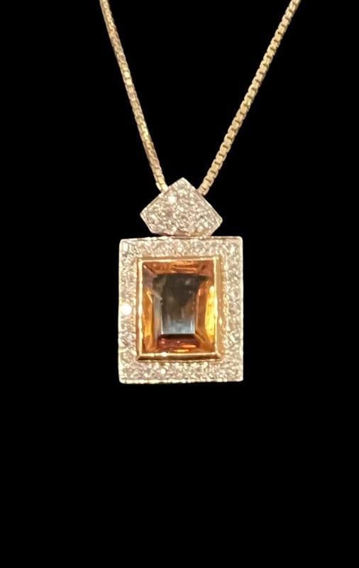 18KT Yellow Gold Diamond, and Yellow Sapphire Pendant with 18" Chain (1 of 9)