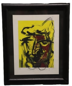 Colorful Expressionist Artwork - Yellow / Black / Red - Framed