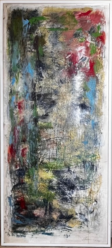 Kathryn Henneman, The Boot,Painting, Mixed Media, NET PROCEEDS BENEFIT CHARITY: Net proceeds of this sale will benefit the https://timtebowfoundation.org/ministries/anti-human-trafficking-1 .Kathryn Henneman's "The Boot" is a captivating original mixed media abstract painting, ri
