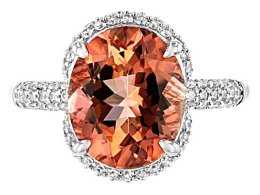 Ring Red labradorite rhodium sterling silver ring 3.85ctw