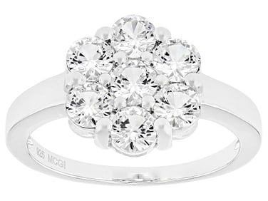 White Lab Created Sapphire Ring Platinum Over Sterling Silver Ring 1.66ctw