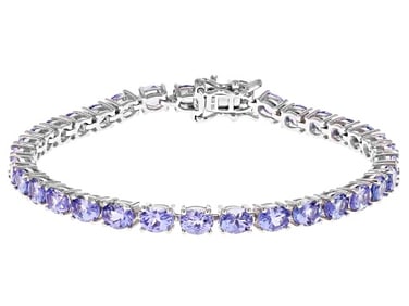 Bracelet Blue Tanzanite Rhodium Over Sterling Silver Tennis Bracelet 10.71ctw