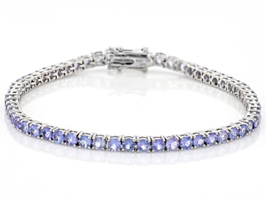 Bracelet Sterling Blue Tanzanite Rhodium Sterling Silver Bracelet 6.27ctw