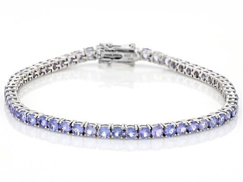Bracelet Sterling Blue Tanzanite Rhodium Sterling Silver Bracelet 6.27ctw (1 of 3)