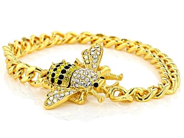 Bee Bracelet Gold Tone Multi-Color Crystal Bee Bracelet
