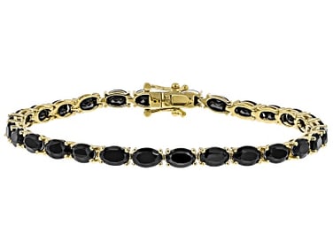 Bracelet Black Spinel 18k Yellow Gold Over Silver Bracelet 13.80ctw