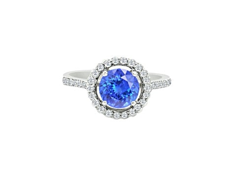 14K White Gold Round Tanzanite and Diamond Ring, 1.59ctw (1 of 4)