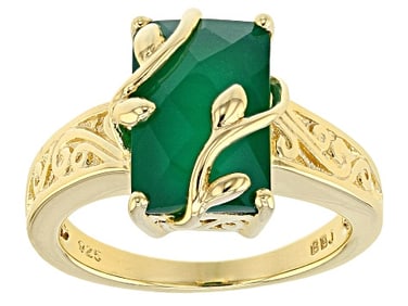 Green Onyx 18k Gold Sterling Ring