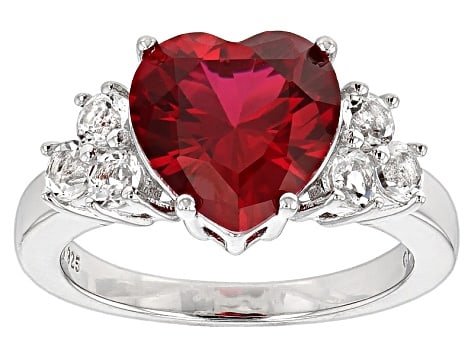 Valentines Heart Ring Ruby Red Rhodium Over Sterling Silver Ring (1 of 2)