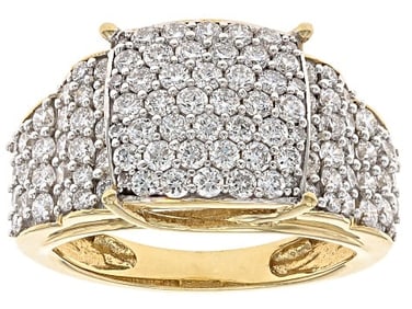 14k Yellow Gold Over Sterling Silver Cluster Ring 1.85ctw