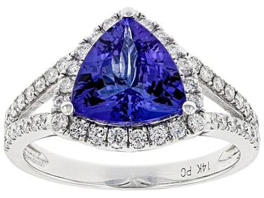Blue Tanzanite Ring Rhodium 14K White Gold Ring 2.50ct