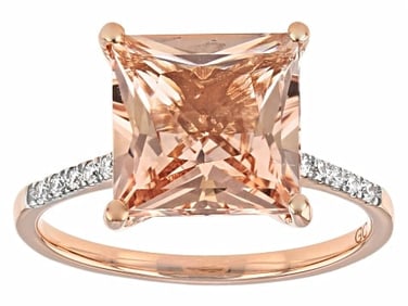 Peach Morganite Ring 14K Rose Gold Ring 3.74ctw