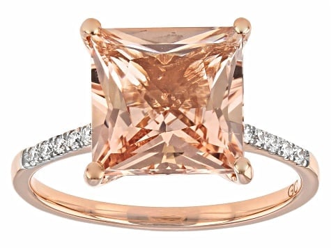 Peach Morganite Ring 14K Rose Gold Ring 3.74ctw (1 of 4)
