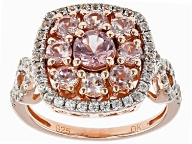Pink Garnet Ring 18k rose gold /silver