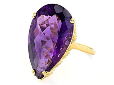 Purple African Amethyst Ring 18k Yellow Gold /Sterling Silver Ring 17.00ct