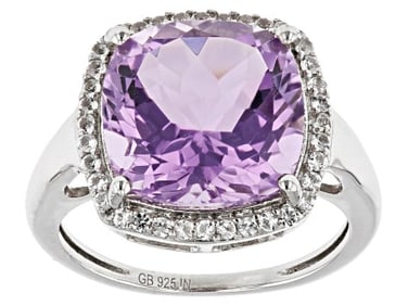 Purple Amethyst Ring Platinum  Sterling Silver 6.70ctw