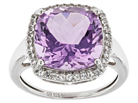 Purple Amethyst Ring Platinum Sterling Silver 6.70ctw (1 of 4)