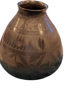 Black Pottery Signed Native American 17inches x 44 inches