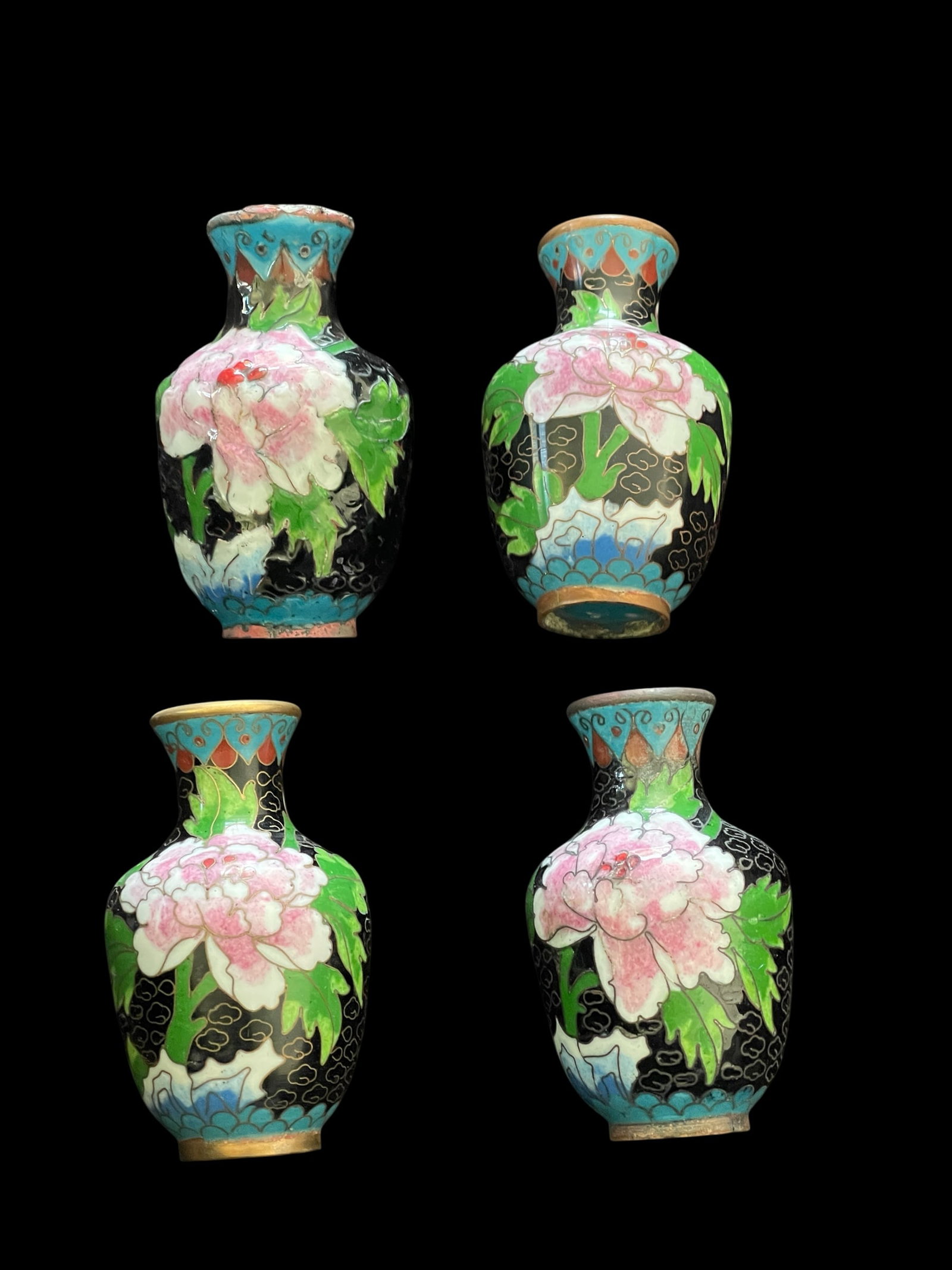 4 Chinese Cloisonné Floral Vases (1 of 3)