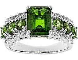Ring Green Chrome Diopside Rhodium Sterling Silver Ring: Green Chrome Diopside Rhodium Over Sterling Silver Ring 3.45ctw/Size 10/Ships from Newport Beach,Ca