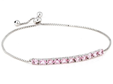 Pink Spinel Rhodium Over Sterling Silver bolo Bracelet 1.65ctw: Pink Spinel Rhodium Over Sterling Silver bolo Bracelet 1.65ctw/Ships from Newport Beach,CA