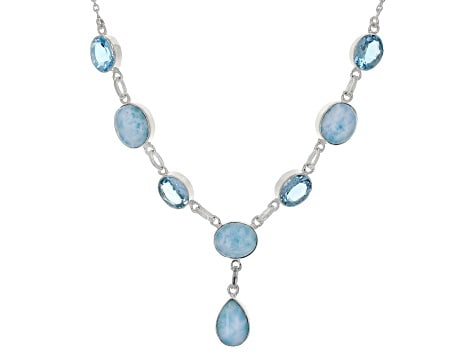 Blue Larimar Sterling Silver Necklace 24.00ctw (1 of 3)