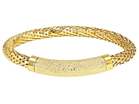 18K Yellow Gold Over Bronze Textured Mesh Weave Bracelet (1 of 1)