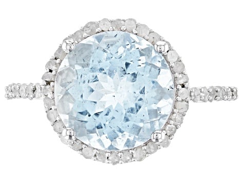 Blue Aquamarine Ring Rhodium Silver Ring: Sterling Blue Aquamarine Rhodium Over Silver Ring 3.64ctw/Size 9.5/ Ships from Newport Beach,CA