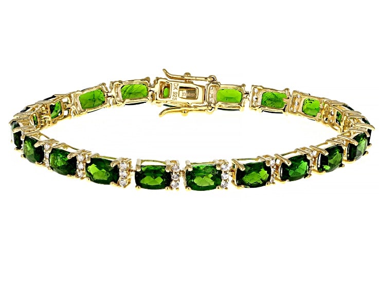 Green Chrome Diopside 18k Yellow Gold Sterling Silver Bracelet 17.88ctw (1 of 3)