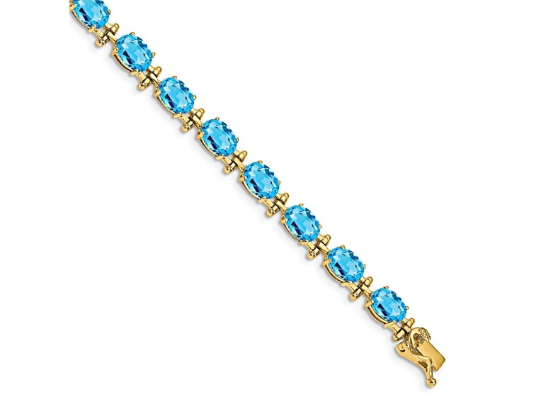 14k Yellow Gold Sterling Blue Topaz Bracelet: 14k Yellow Gold Sterling Blue Topaz Bracelet/Ships from Newport Beach,Ca