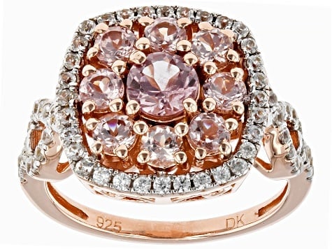 Pink Garnet Ring 18k rose gold /silver (1 of 4)