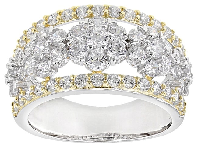 18k Yellow Gold Silver White Cubic Zirconia Ring 4.08ctw (1 of 3)