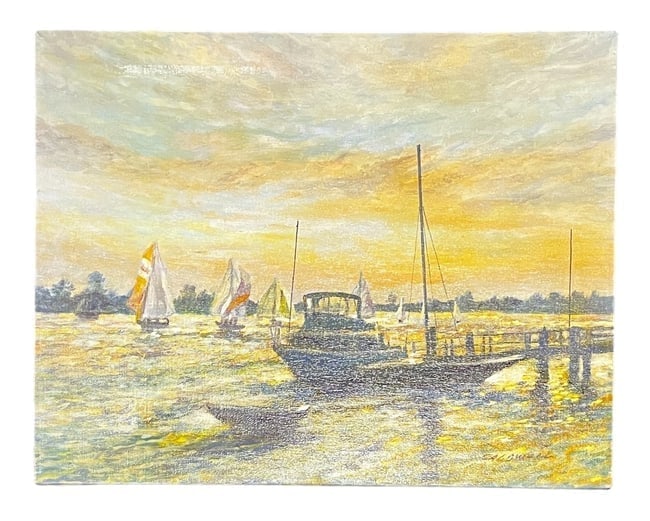 Frank Caldwell, Balboa Isle, Oil on Canvas, Signed (1 of 4)