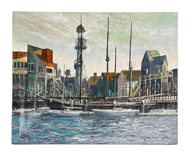 Frank Caldwell, Village - Del Rey, Oil on Canvas, Signed (1 of 5)