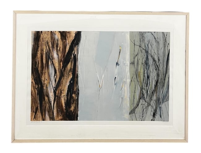 Lynn Bernay, Gotham Series #7, Monoprint, Signed: Lynn Bernay, Gotham Series #7, Monoprint, Signed Artist:Lynn Bernay Title:Gotham Series #7 Medium:Monoprint Description: A dynamic abstract work from Bernay's "Gotham Series," featuring textured verti