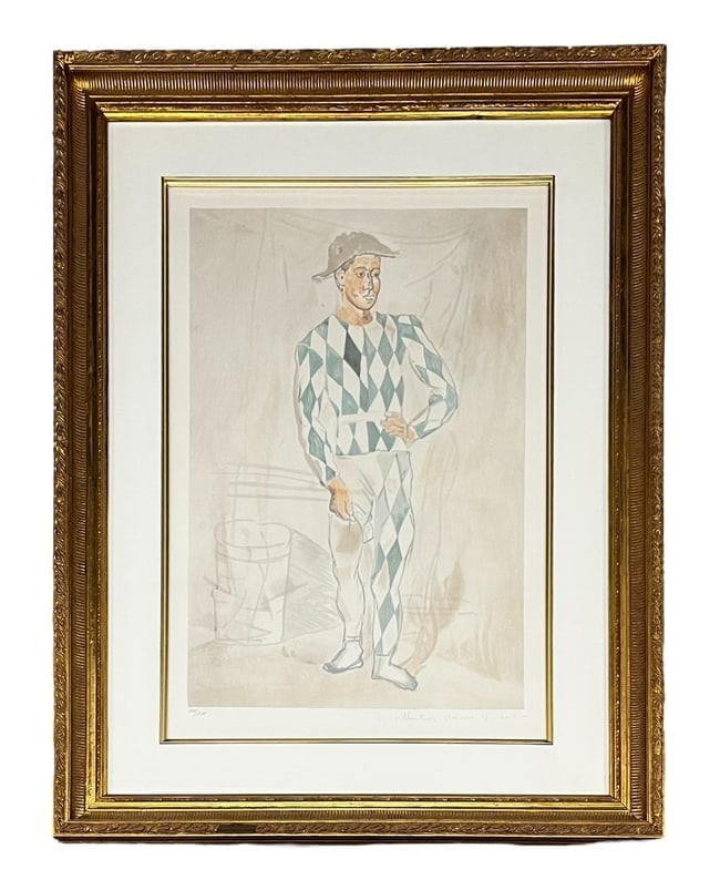 Pablo Picasso, Arlequin en Pied, Lithograph, Signed "Collection Marina Picasso, Numbered 305/500 (1 of 4)