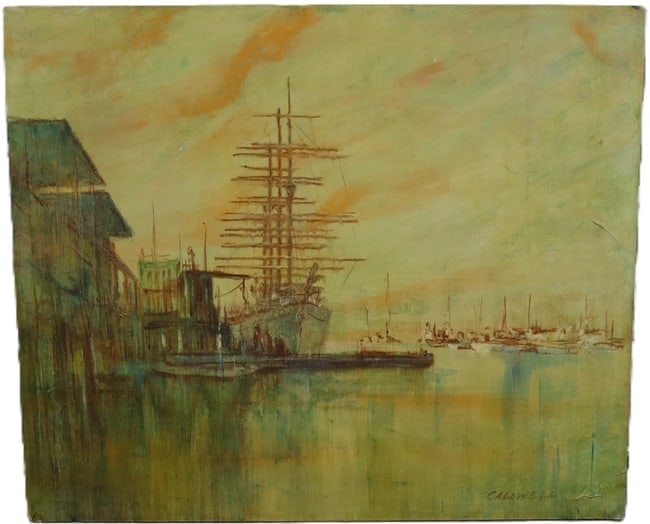 Frank Caldwell, Avalon Bay, Oil on Board, Signed and Titled Verso (1 of 4)