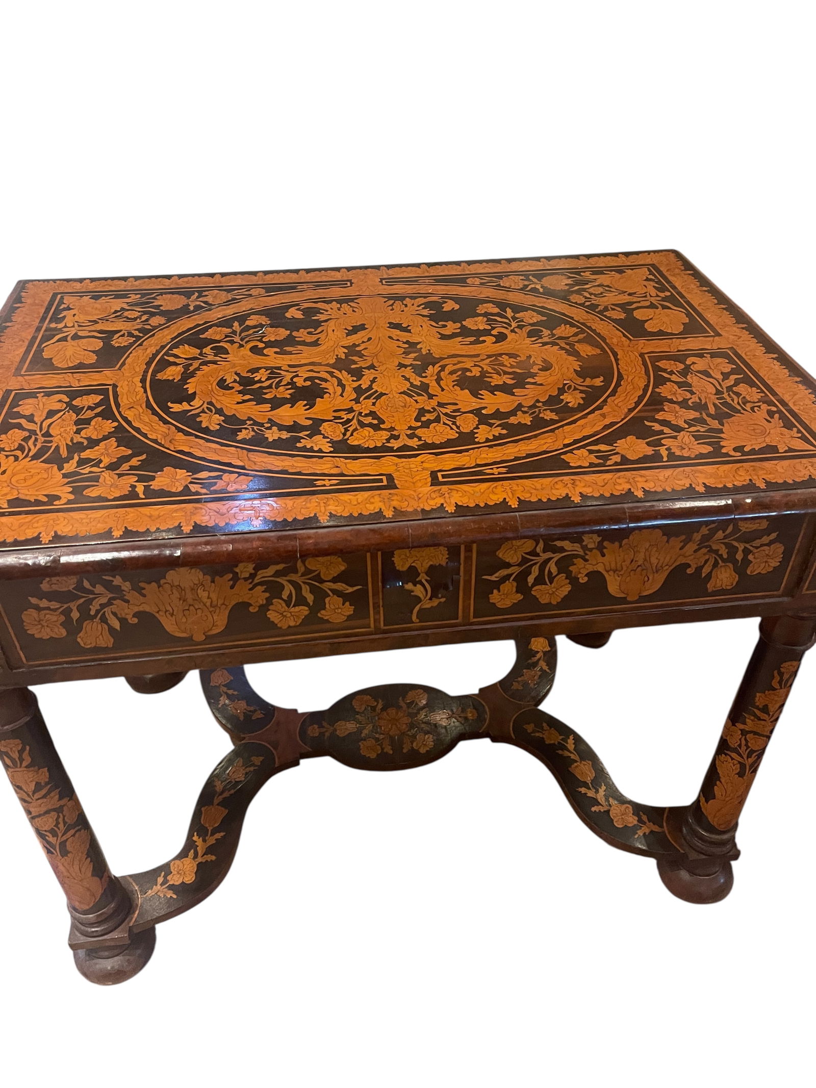 Louis XIV Style Writing Table w/ Floral Marquetry (1 of 1)