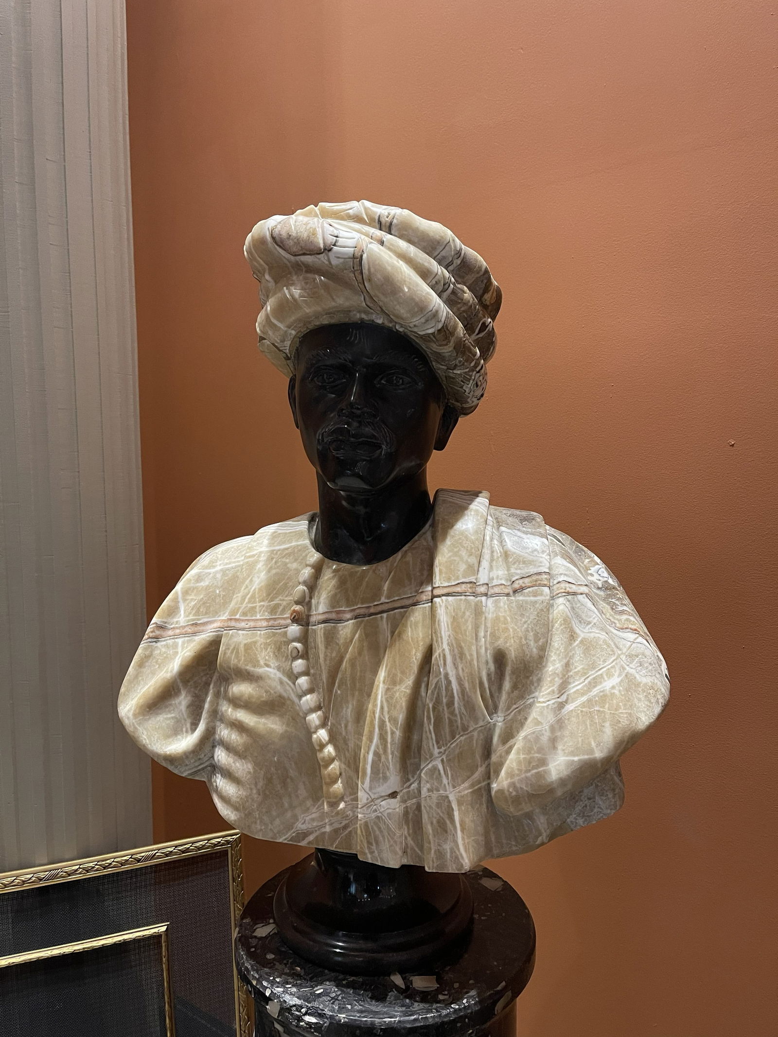 Charles Henri Joseph Cordier - Man from Sudan in Algerian Dress - Bust: Artist: Charles Henri Joseph Cordier Title: Man from Sudan in Algerian Dress Height: 27 inches (approximately) Material: Marble Style: 19th Century Description: 19th-century-style sculpture / bust tit