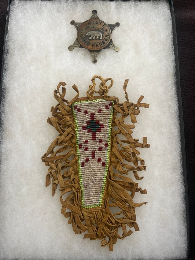Native American Beaded Knife Sheath w Rangers Badge in Display (1 of 3)