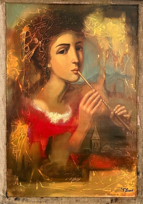 Taras Sidan, Musician, Original Oil on Canvas, Signed (1 of 4)