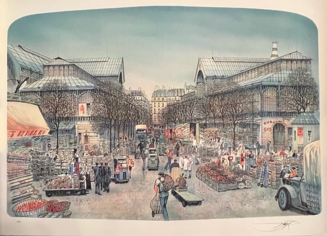 Rolf Rafflewski, Les Halles, Limited Edition Lithograph, Numbered and Signed (1 of 4)