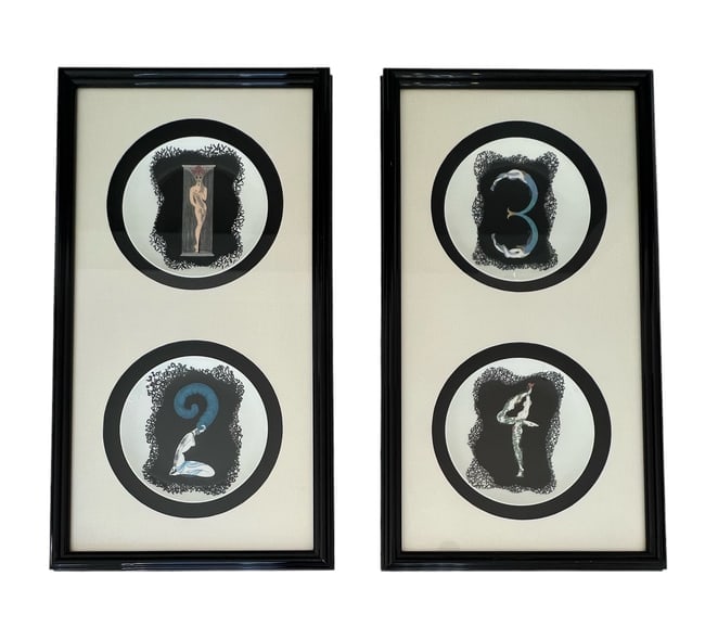 Erte, Numerals Porcelin Plates, Set of 4 (1 of 5)