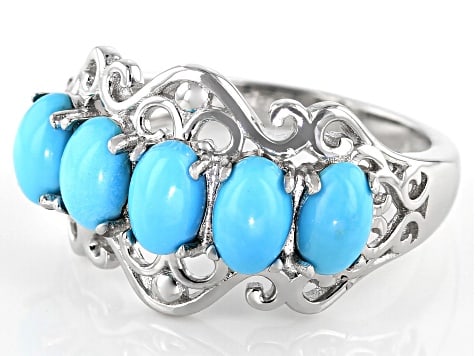 Ring Blue Sleeping Beauty Turquoise Rhodium Sterling Silver: Ring Blue Sleeping Beauty Turquoise Rhodium Sterling Silver/shipping from Newport Beach, California