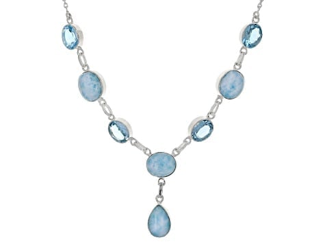 24.00ctw Blue Larimar Necklace in Sterling Silver (1 of 3)
