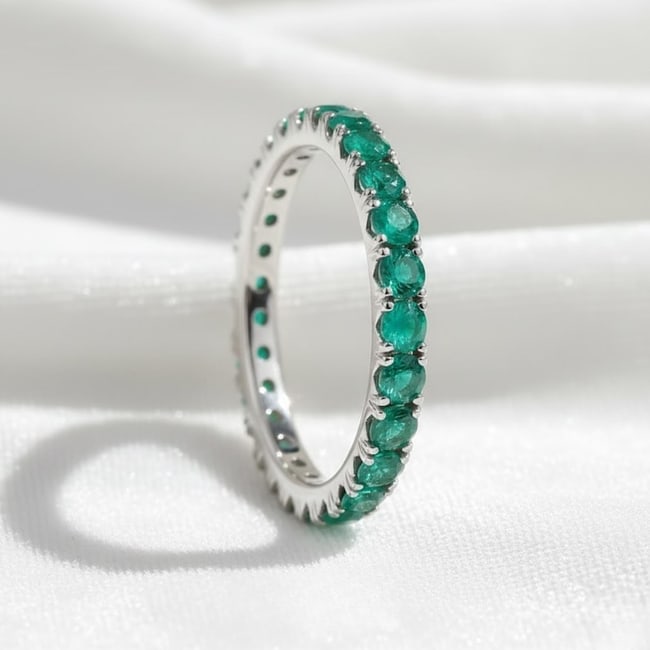 Teal & Blue Sapphire Full Eternity Band Ring, Size 8 (1 of 2)